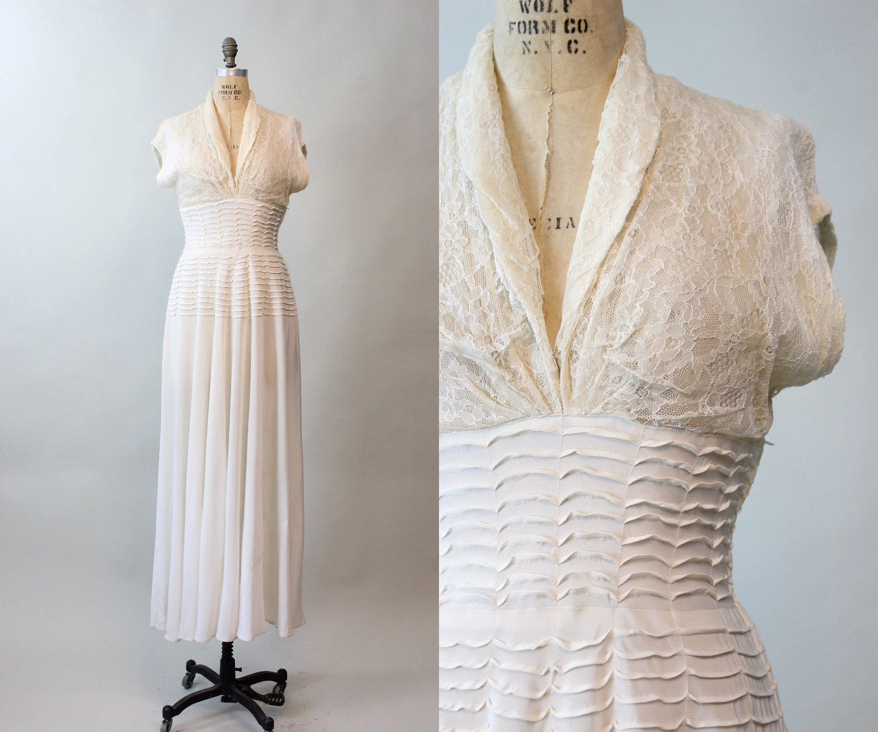 1940s LACE RAYON wedding dress small | new spring summer