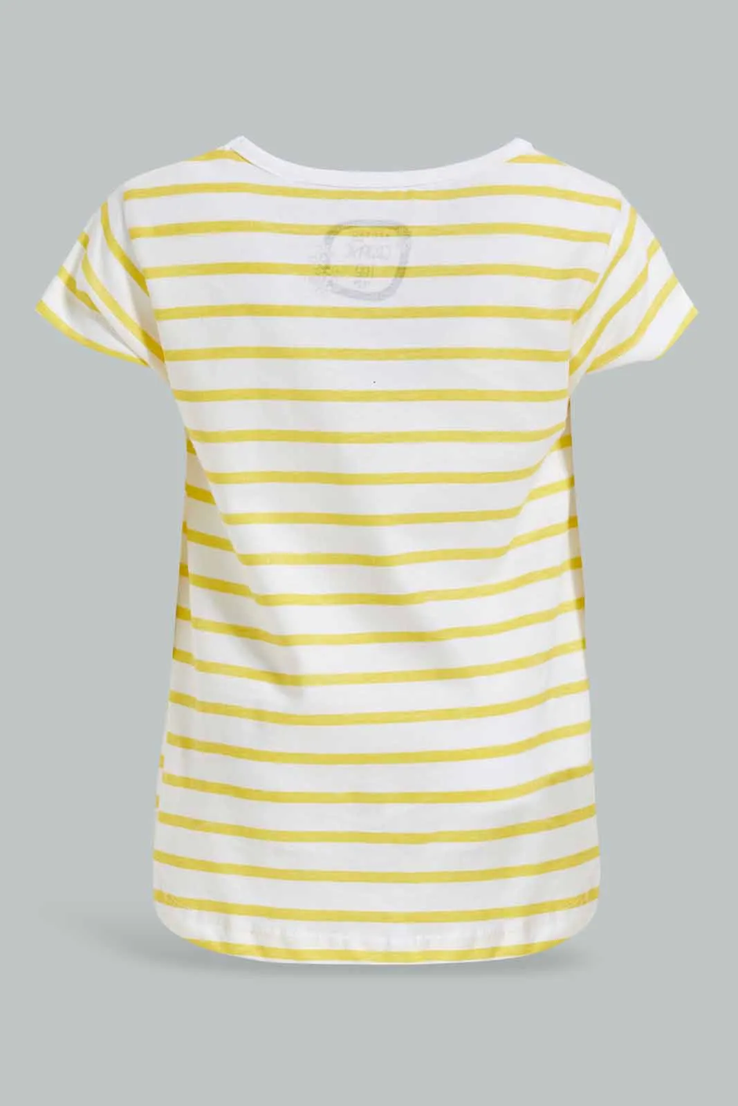 Baby Girls White And Yellow Striped T-Shirt