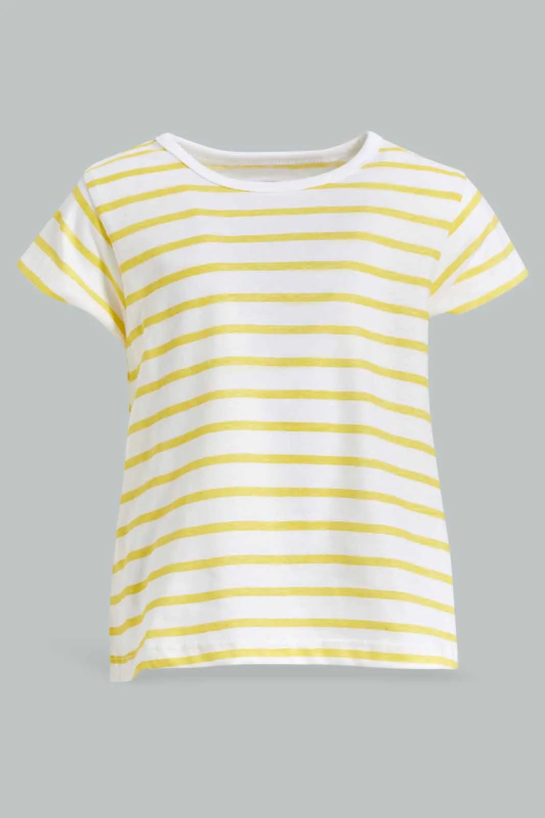 Baby Girls White And Yellow Striped T-Shirt