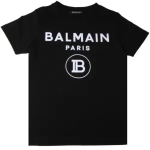 Balmain Kids Black and White Logo T-Shirt