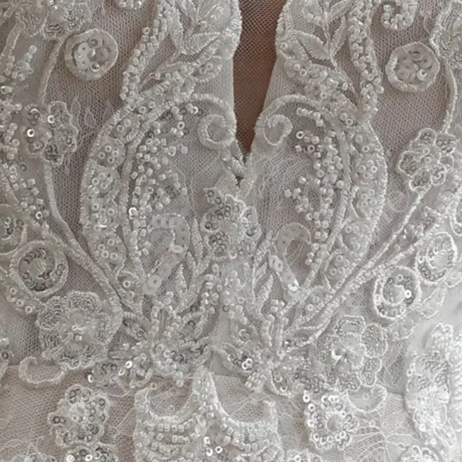 Beaded A-Line Wedding Dress with Spaghetti Straps