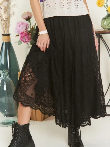 Black Lace Maxi Skirt