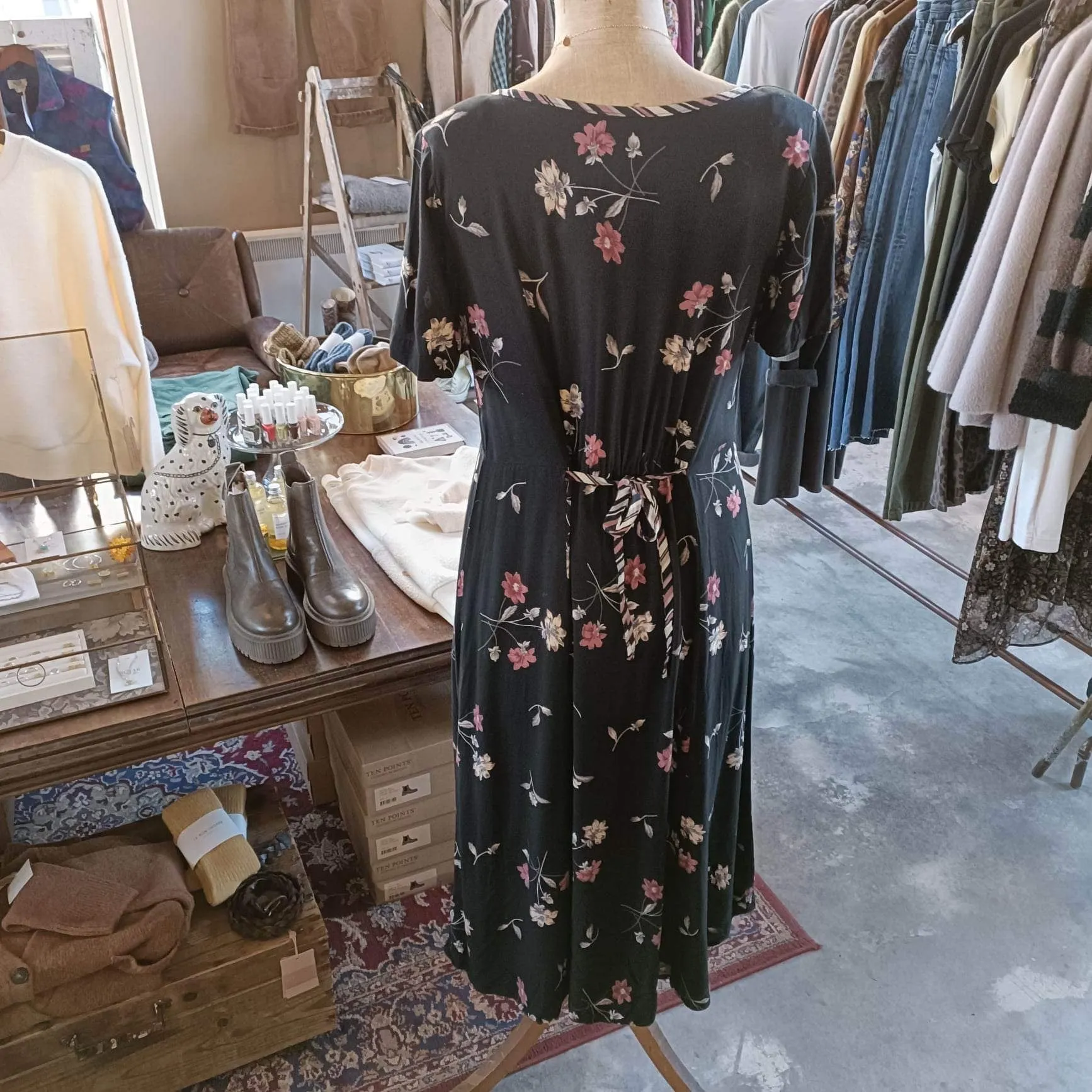 Black Tie Floral Dress