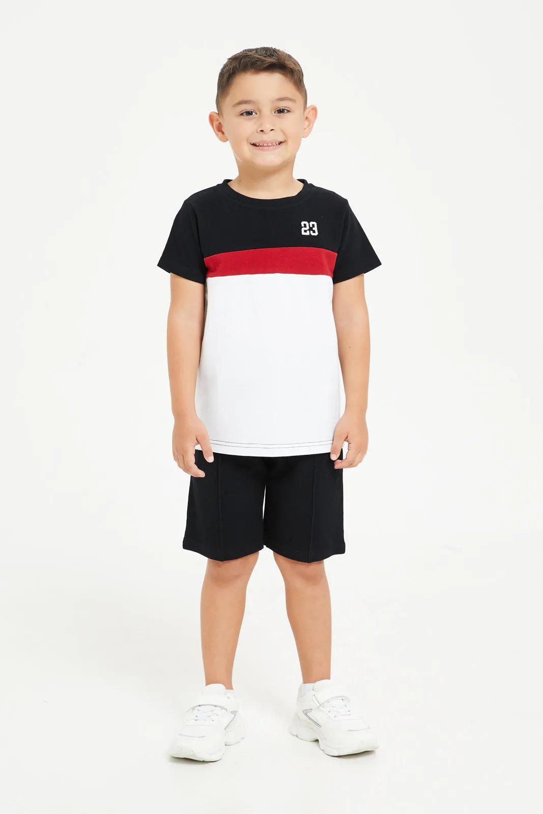 Boys Black And White Casual Set (2 Piece)