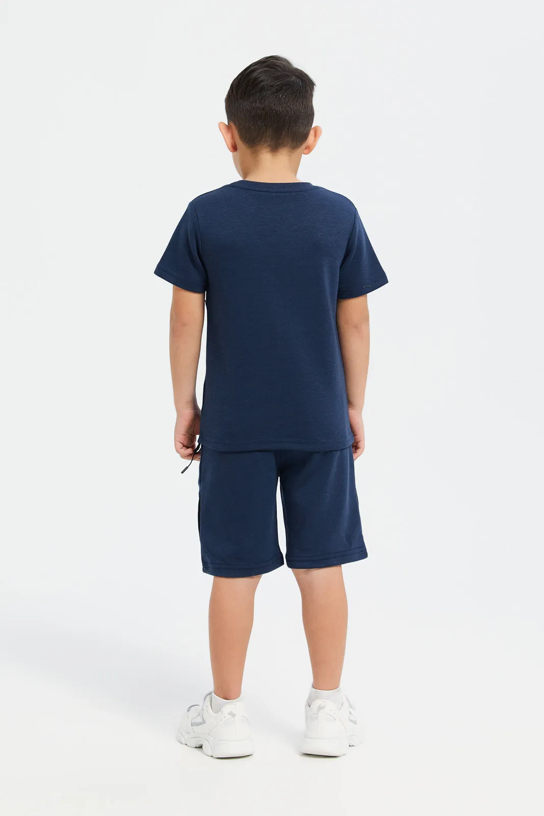 Boys Navy Printed Casual Set (2 Piece)