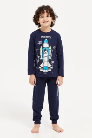 Boys Navy Rocket Pyjama Set (2 Piece)