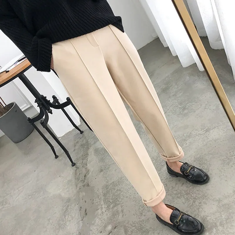 Casual Straight Trousers High-Wasted Loose Pants