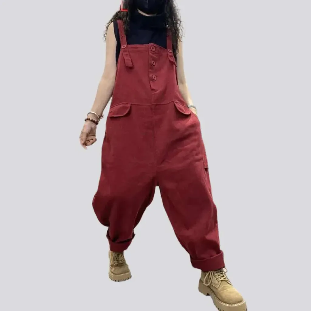 Dark baggy women's jeans overall