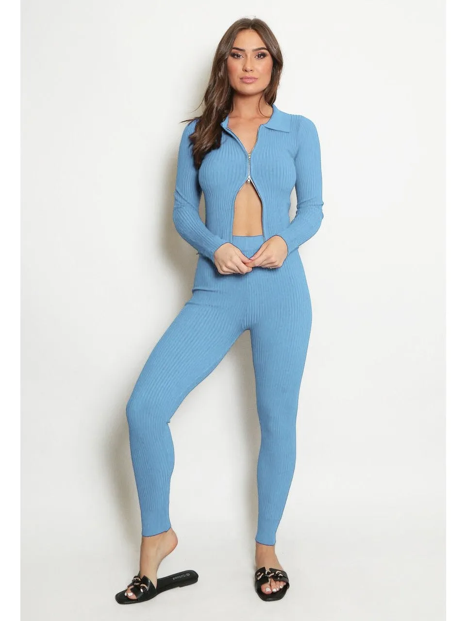 Double Zip  Knitted Lounge set