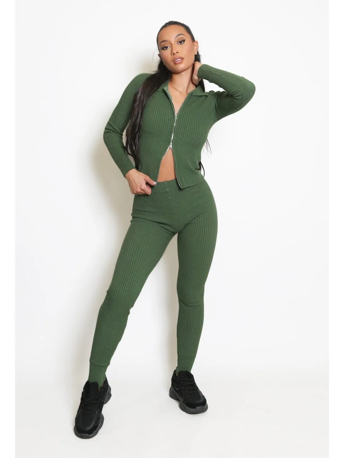 Double Zip  Knitted Lounge set