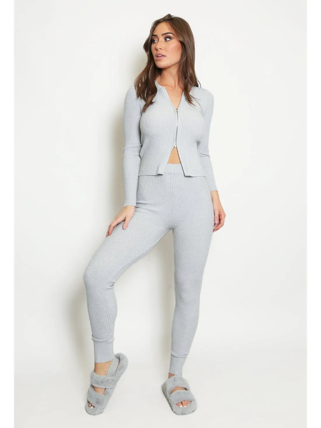 Double Zip  Knitted Lounge set