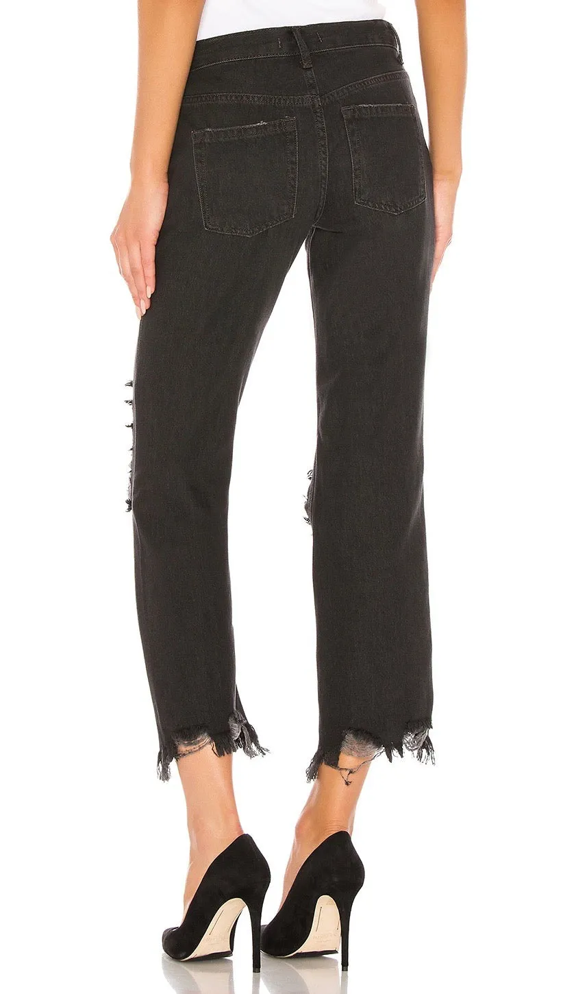 Free People Maggie Mid Rise Straight Leg Black