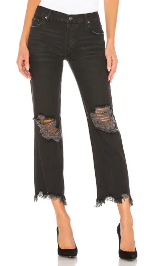 Free People Maggie Mid Rise Straight Leg Black