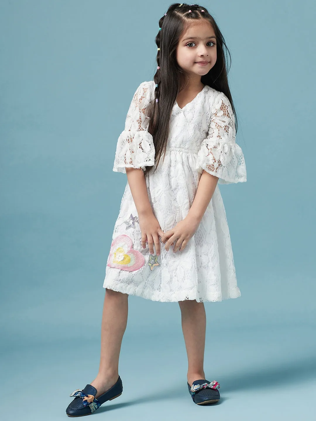 Girls Floral Lace Dress - Ps Peaches