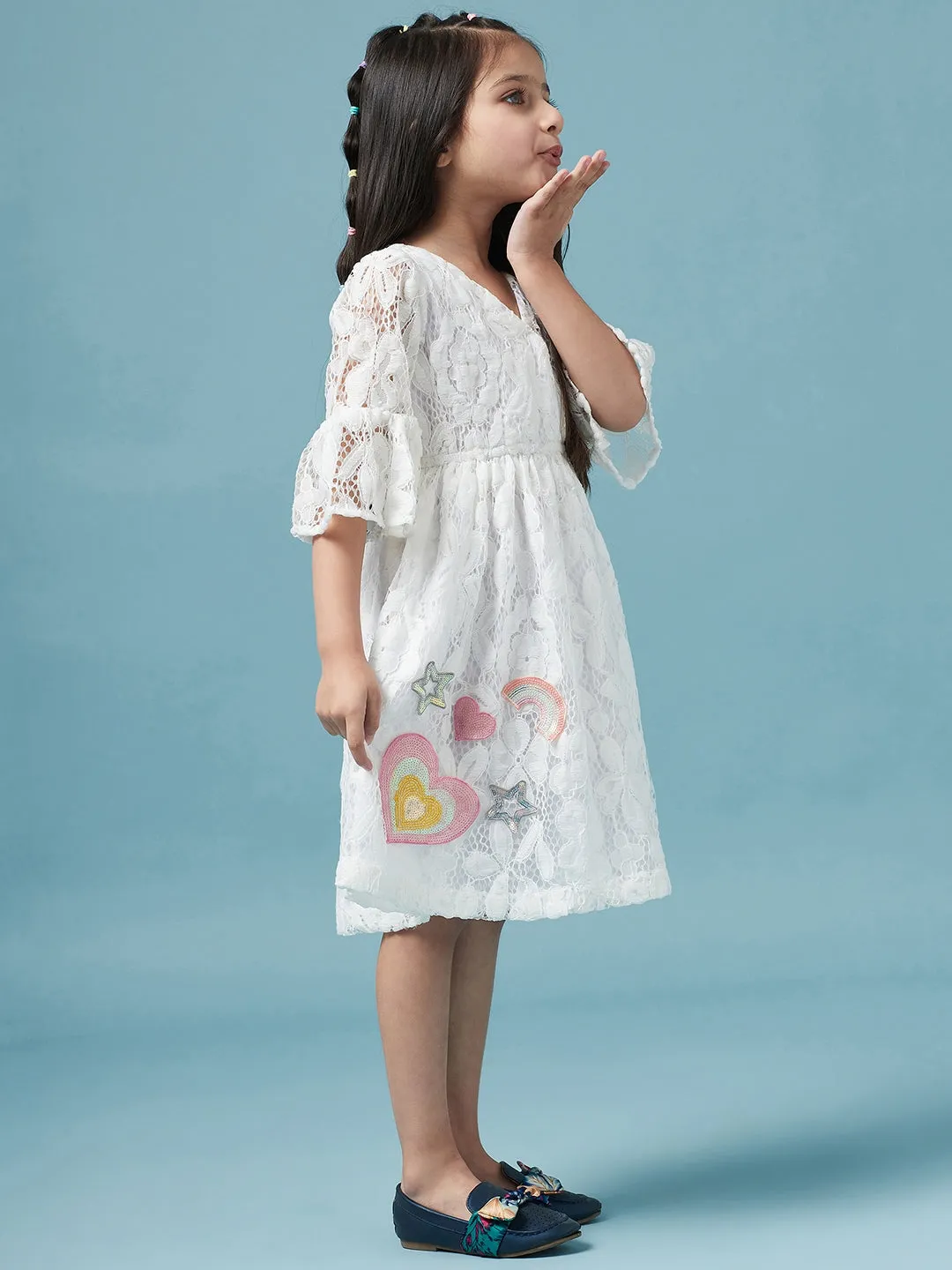 Girls Floral Lace Dress - Ps Peaches