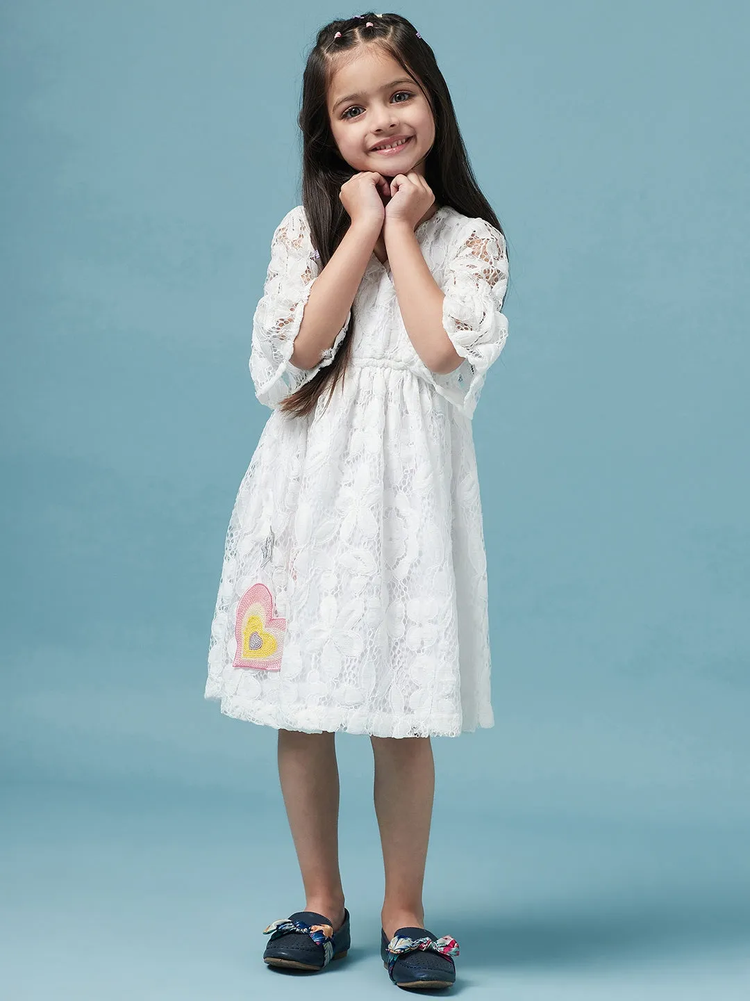 Girls Floral Lace Dress - Ps Peaches