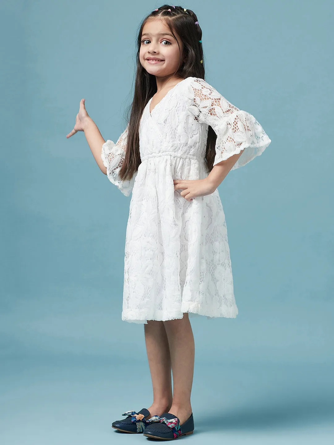 Girls Floral Lace Dress - Ps Peaches