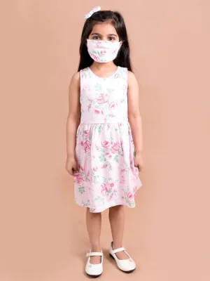 Girls Pink Green Floral Dress - Ps Peaches