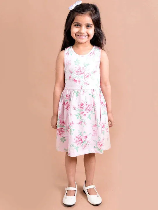 Girls Pink Green Floral Dress - Ps Peaches