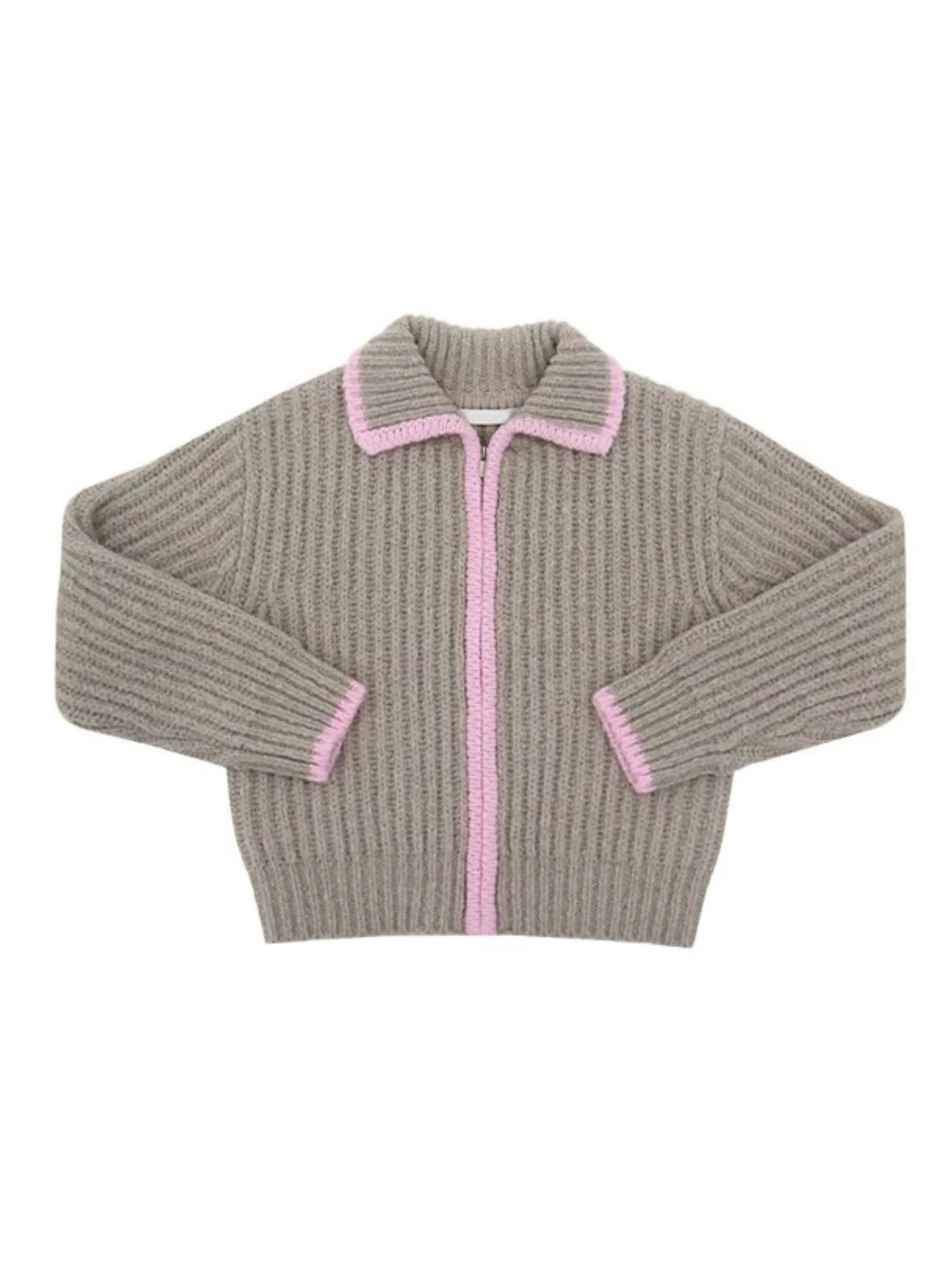 Heaven Zipper Knitted Striped Cardigan