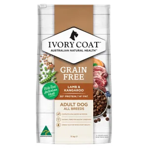 Ivory Coat Grain Free Lamb and Kangaroo Adult Dog Dry Food 13kg