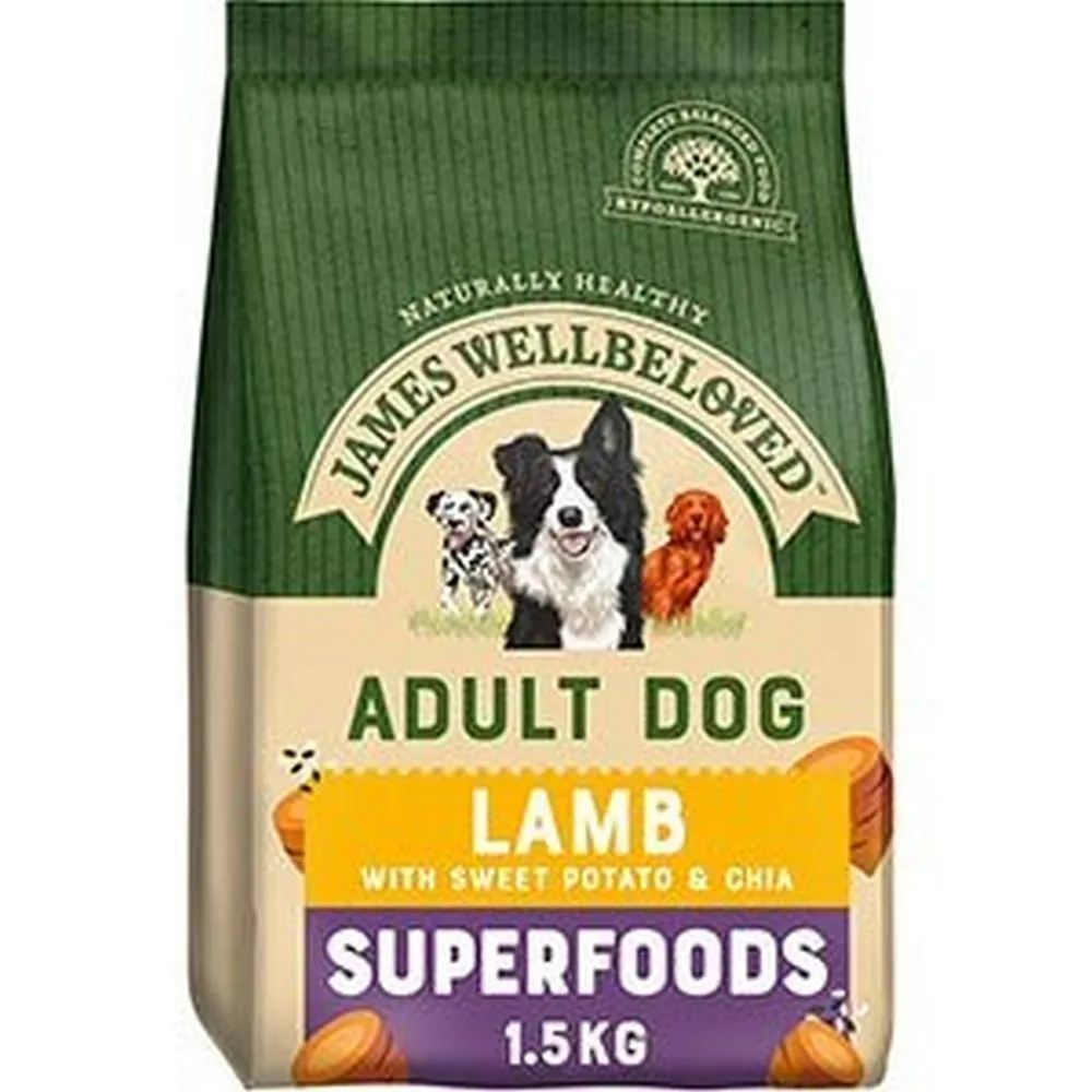 James Wellbeloved 1.5kg Adult Dog Superfood - Lamb with Sweet Potato & Chia