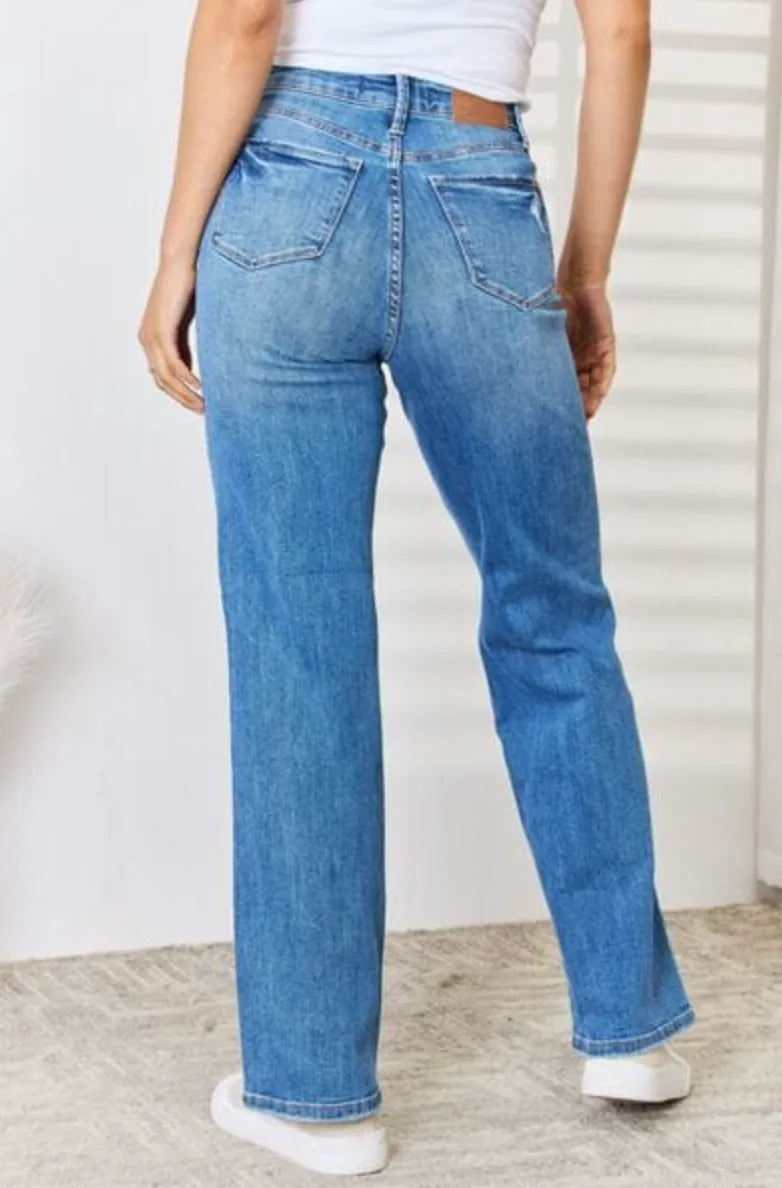 JUDY BLUE Straight Leg Distressed Jean