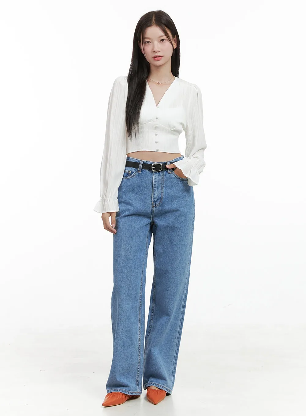 Kiara Washed Straight Leg Jeans OG416