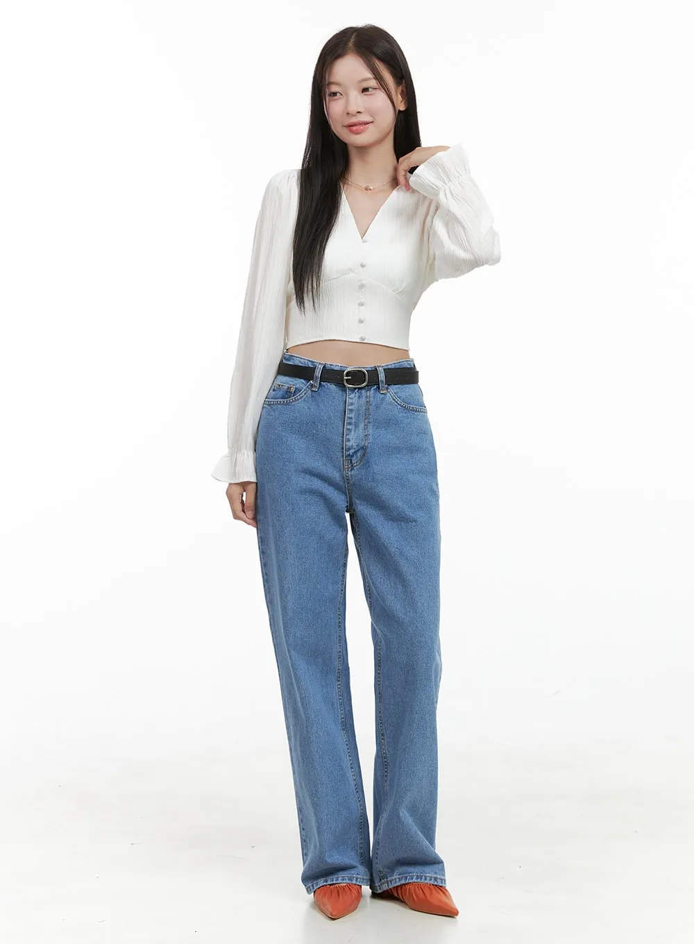 Kiara Washed Straight Leg Jeans OG416