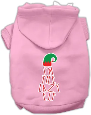 Lazy Elf Screen Print Pet Hoodie Light Pink Lg (14)