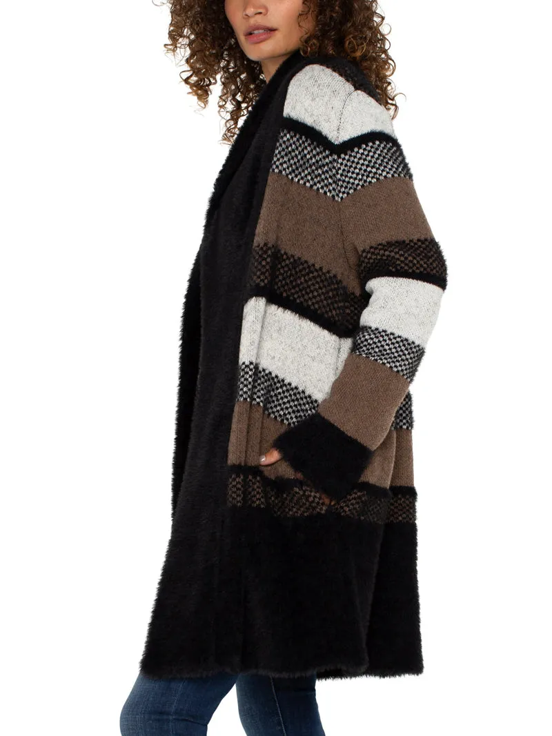 Liverpool Faux Fur Cardigan - Black Tan