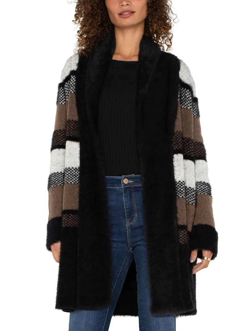 Liverpool Faux Fur Cardigan - Black Tan