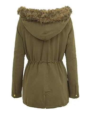 MBJ WJC1251 Womens Warm Winter Hooded Parka Outwear M OLIVE