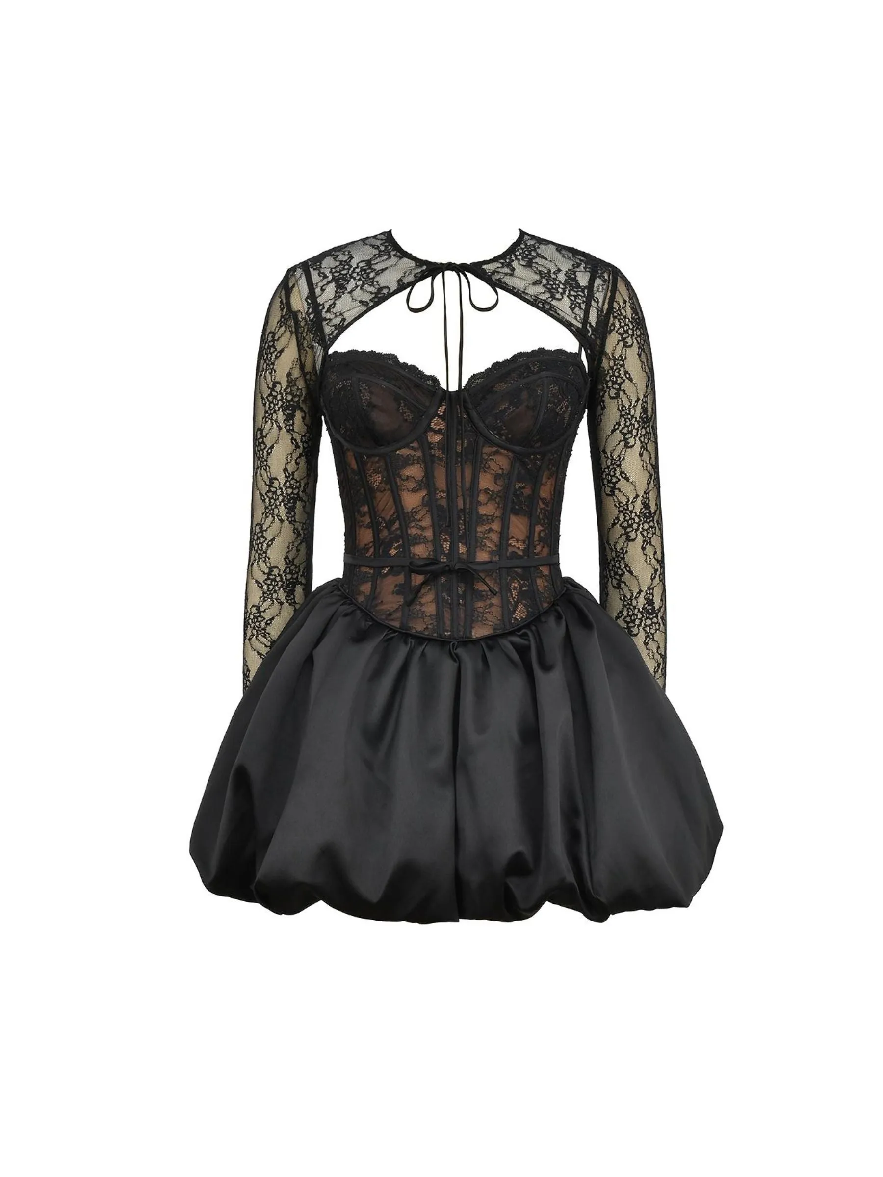 Navie Lace Corset Balloon Dress