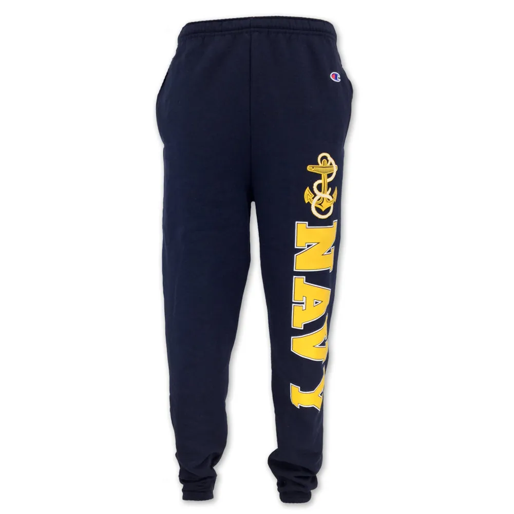 Navy Champion Fleece Banded Sweatpants (Navy)