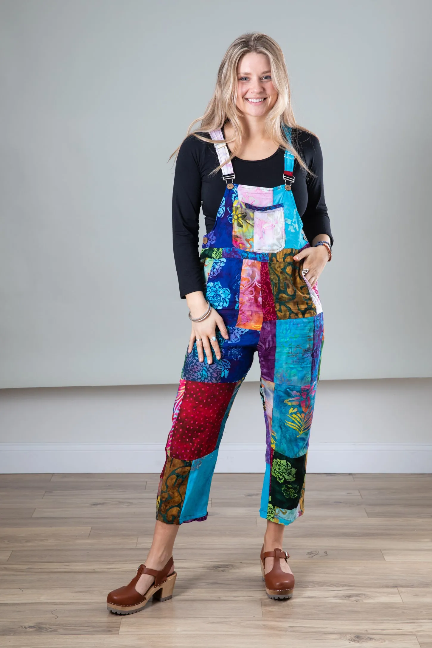 Playful Batik Patchwork Overalls Overstock