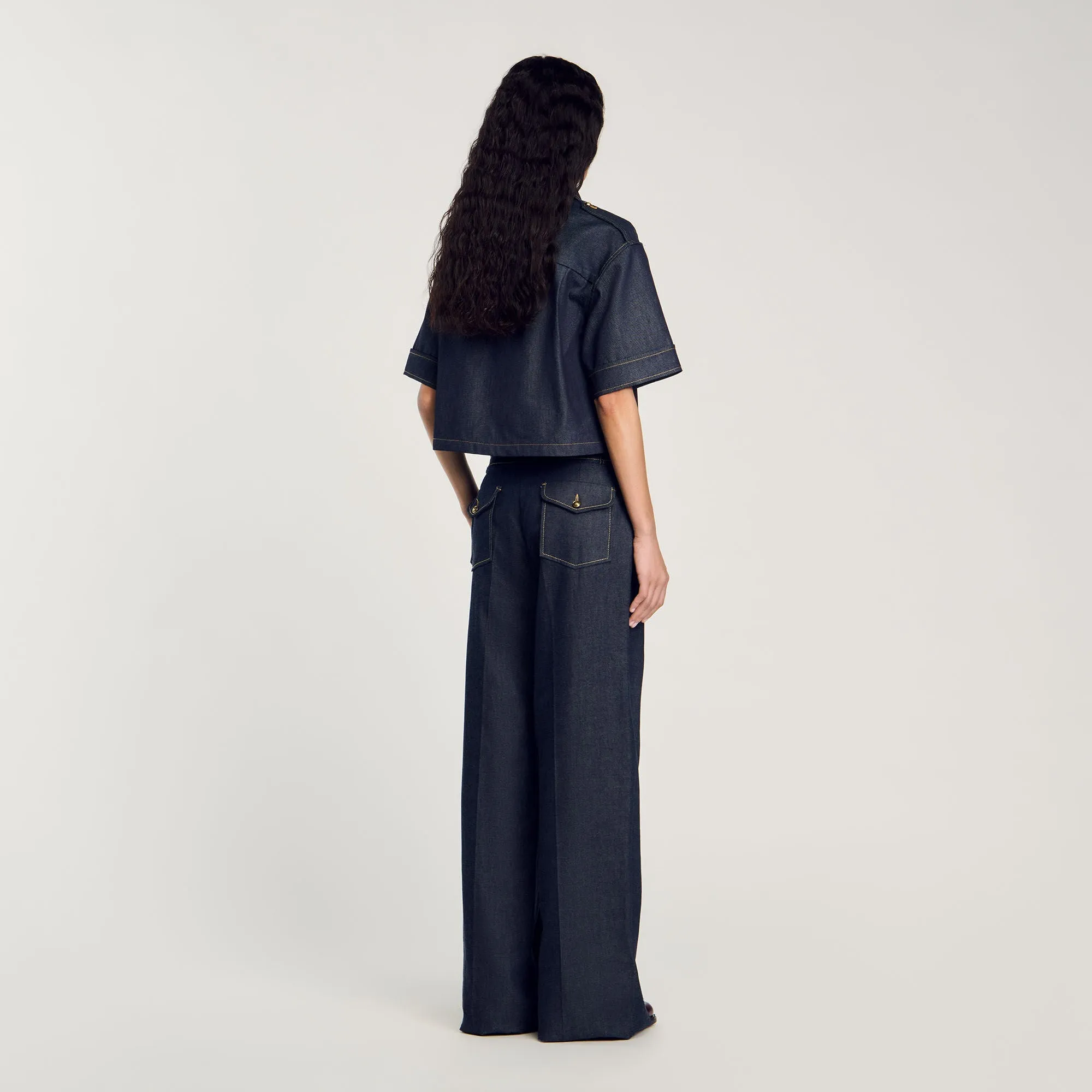 Raw Denim Wide-Leg Jeans