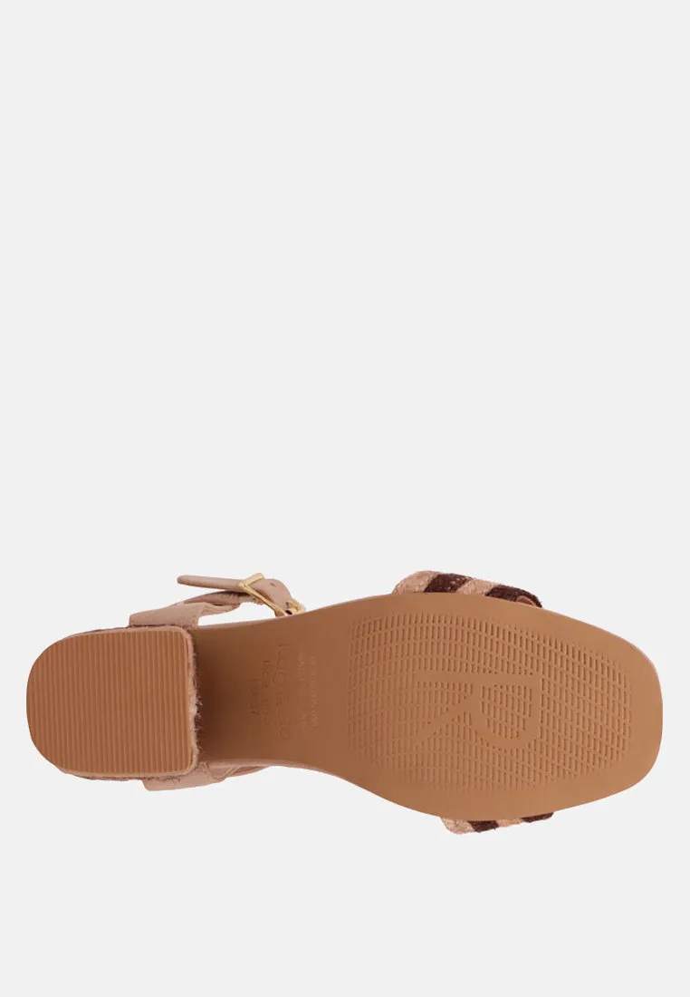 SAMARA Tan Printed Leather Strap Sandals