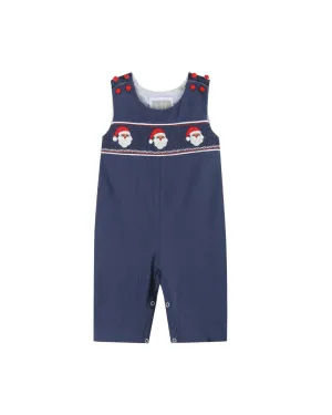 Santa Smocked Overalls Navy