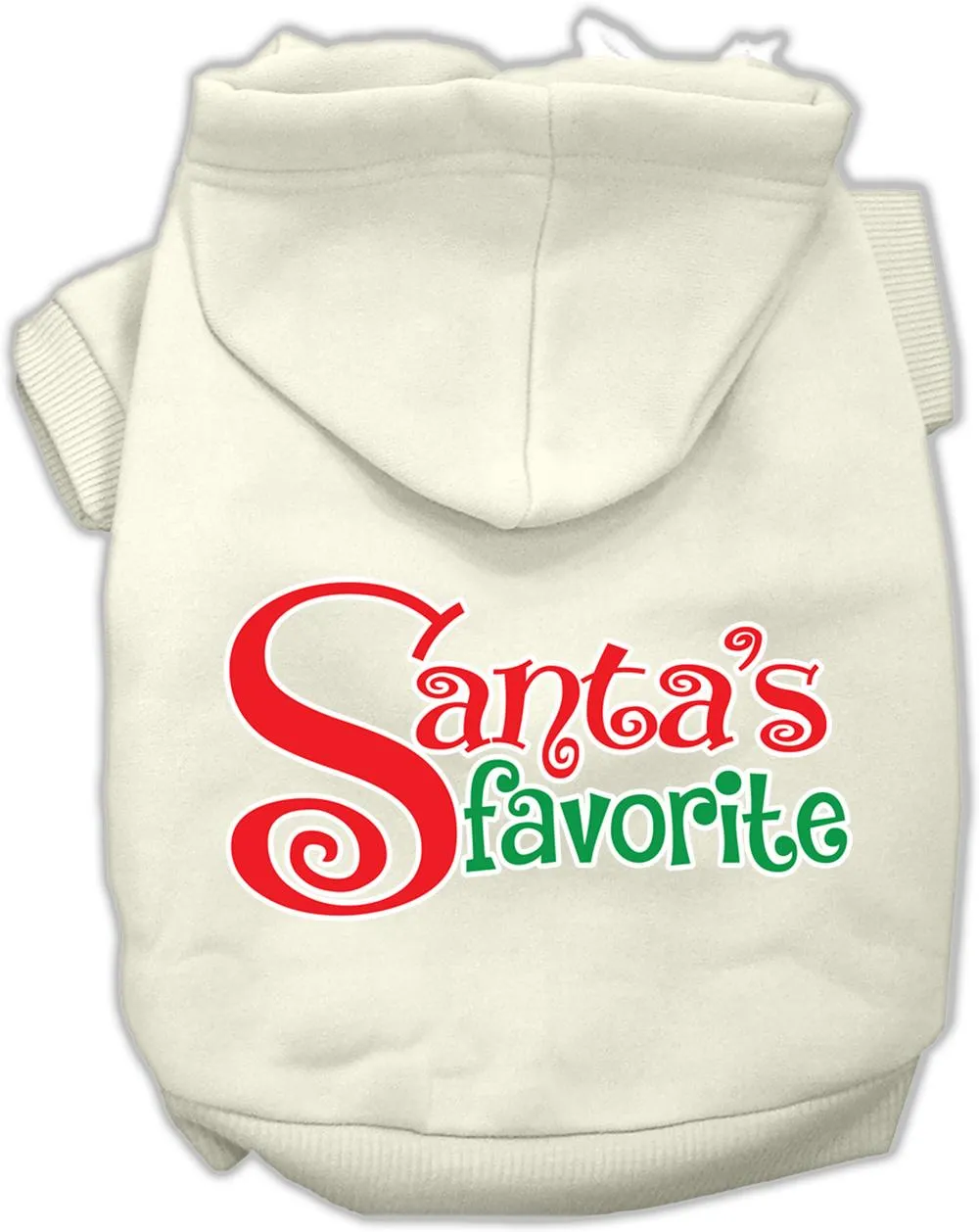 Santas Favorite Screen Print Pet Hoodie Cream Xxl (18)