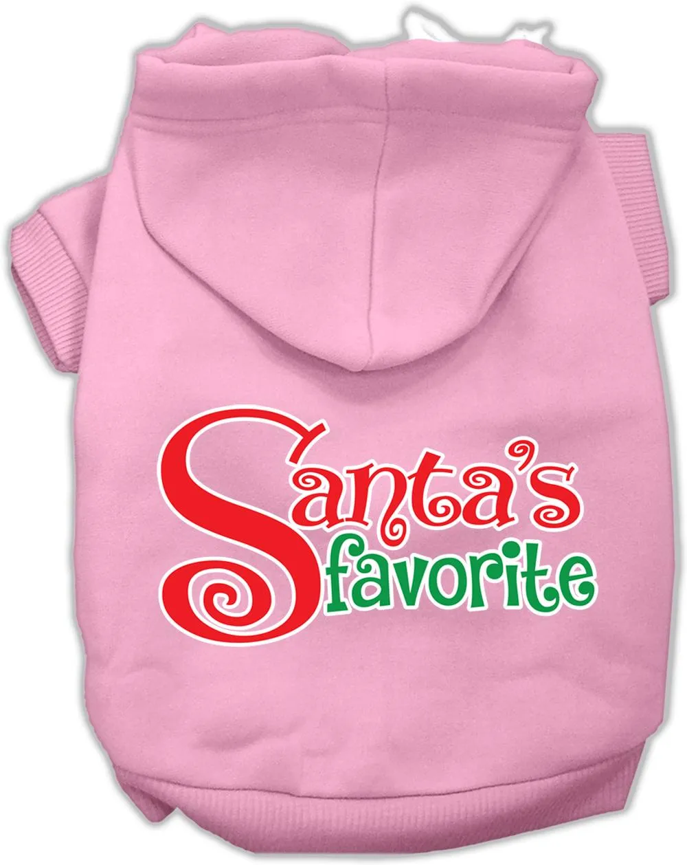 Santas Favorite Screen Print Pet Hoodie Light Pink Xs (8)