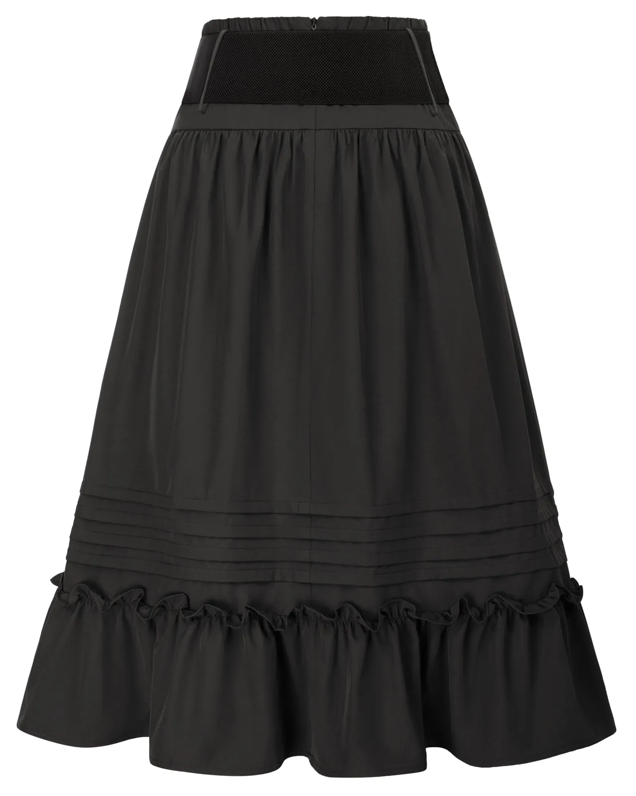 Seckill Offer⌛Belt Decorated Skirt Elastic High Waist Tiered  A-Line Skirt