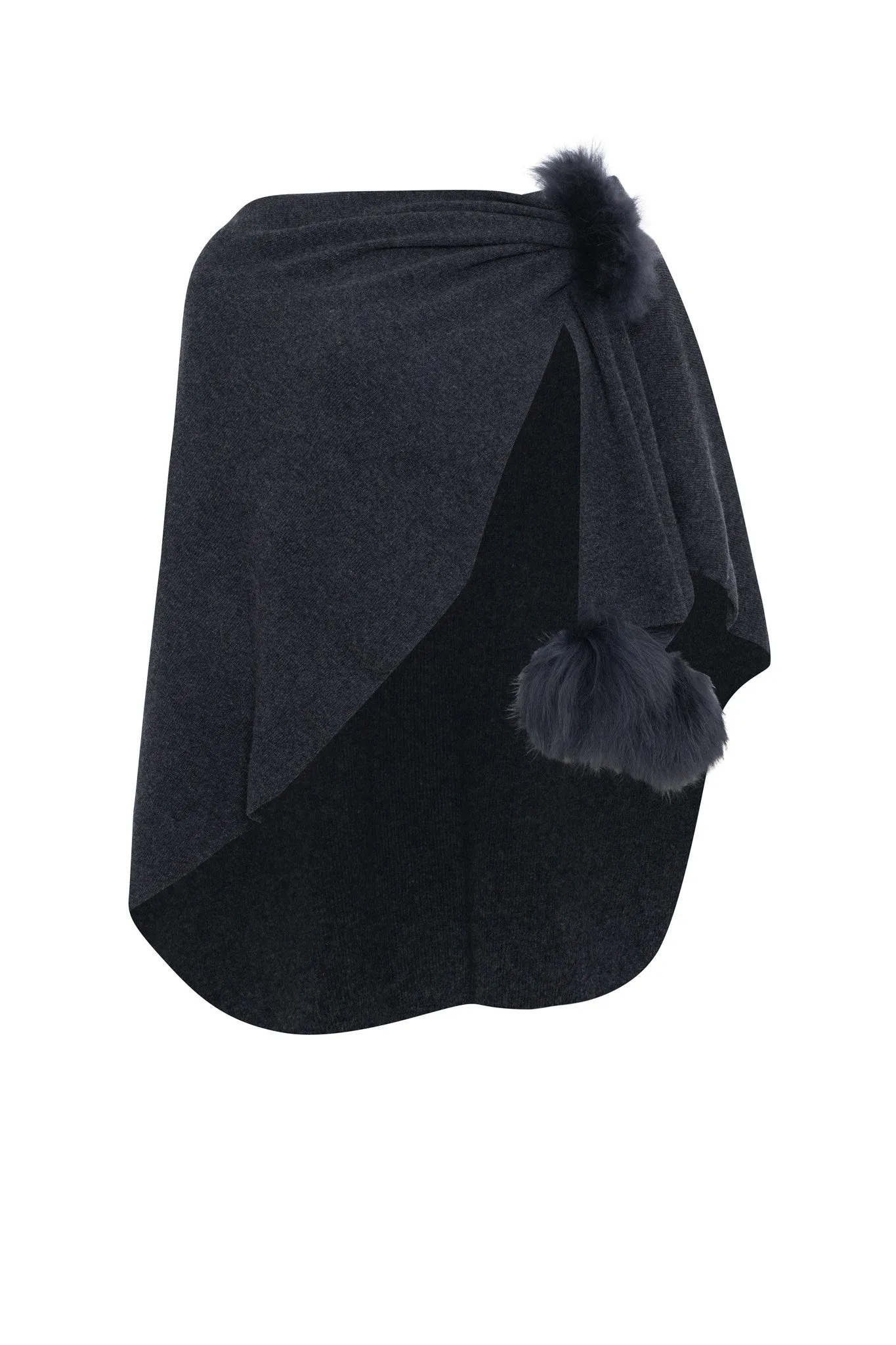 Select Wool Capelet with Select Lamb Poms