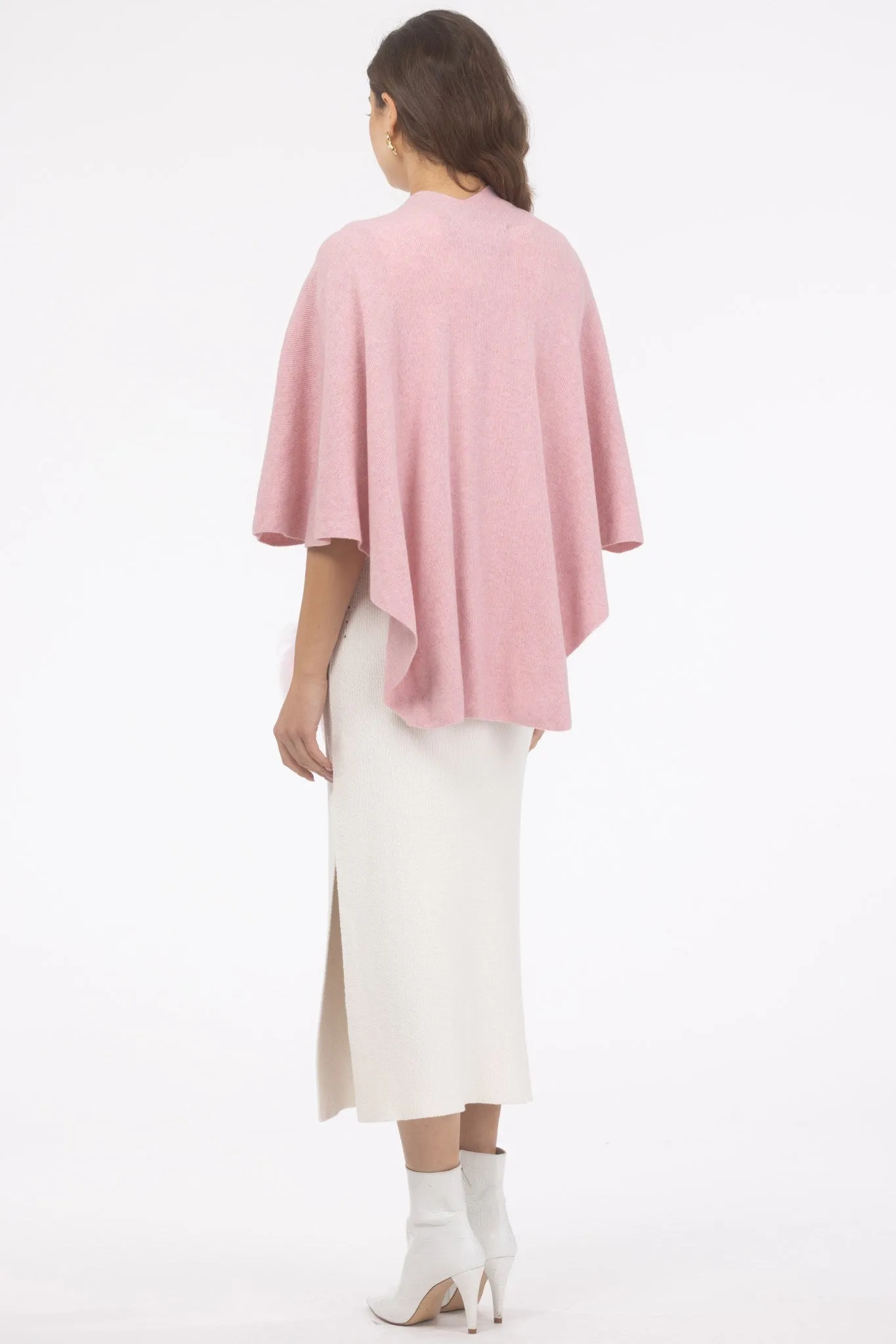 Select Wool Capelet with Select Lamb Poms