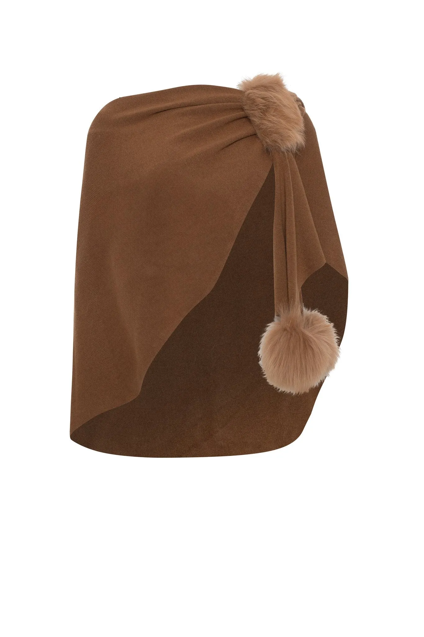 Select Wool Capelet with Select Lamb Poms