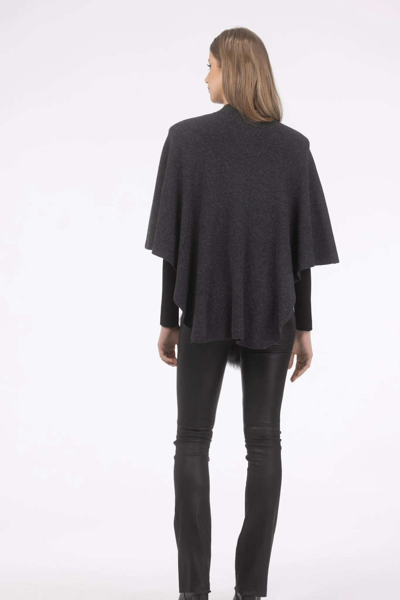 Select Wool Capelet with Select Lamb Poms