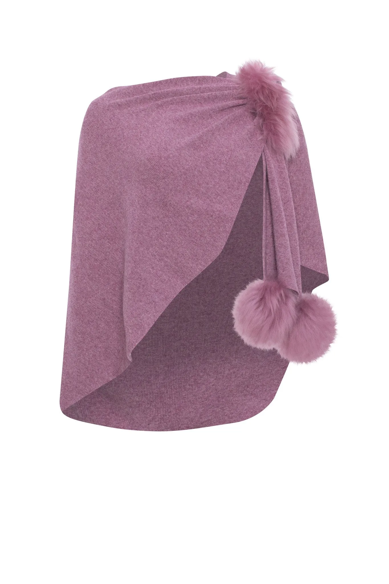 Select Wool Capelet with Select Lamb Poms