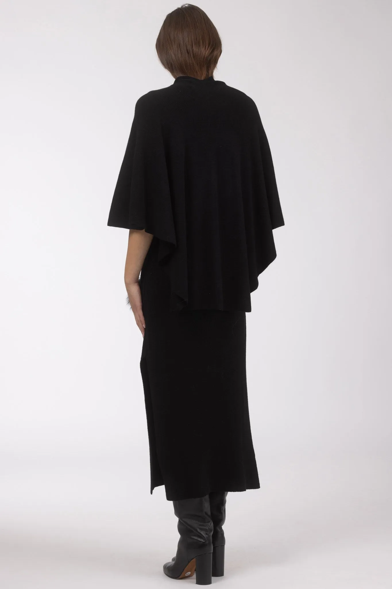 Select Wool Capelet with Select Lamb Poms