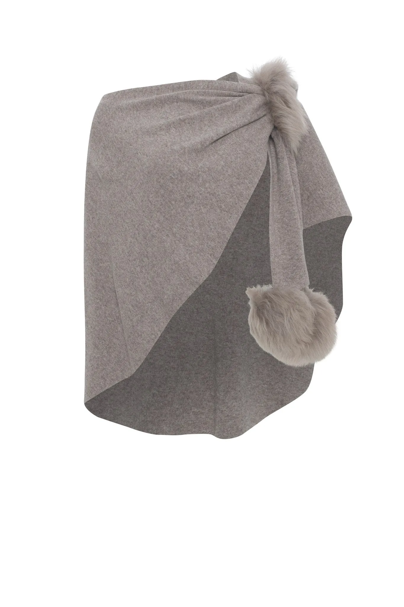 Select Wool Capelet with Select Lamb Poms