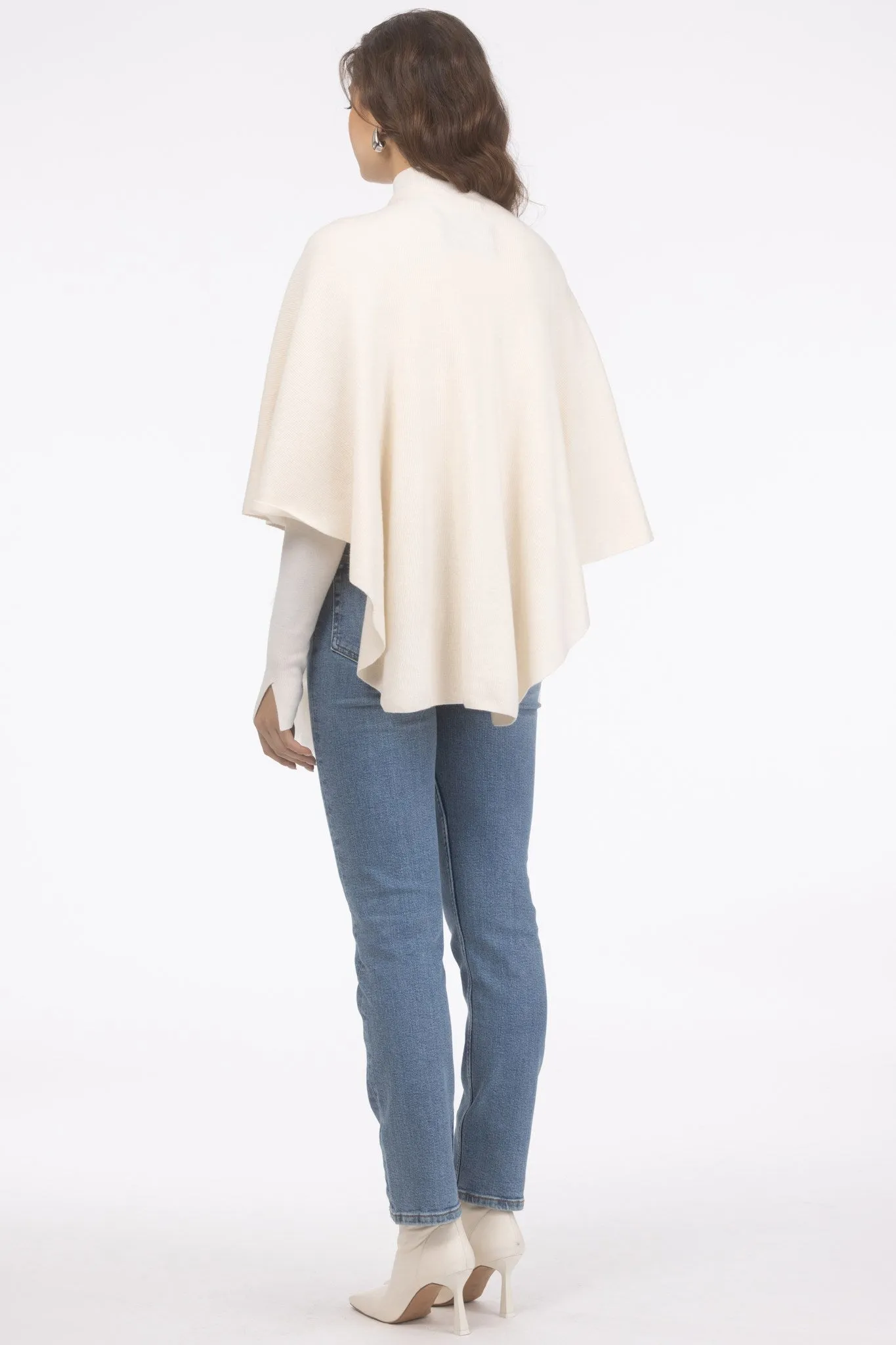 Select Wool Capelet with Select Lamb Poms